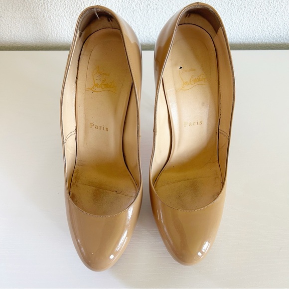 Christian Louboutin Bianca Nude Tan Patent Leather Platform Heels Size EU 41 - Picture 6 of 13